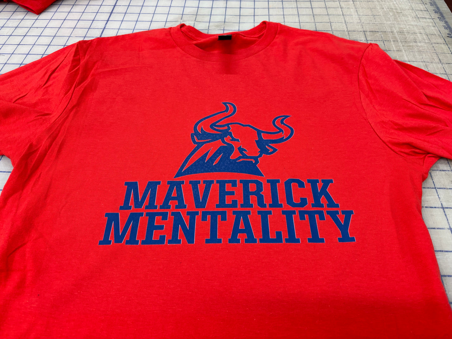 Memorial maverick mentality side style t shirt.